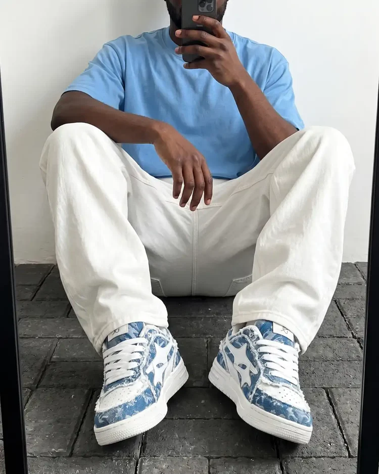 Sky Blue sneakers full fit sitting